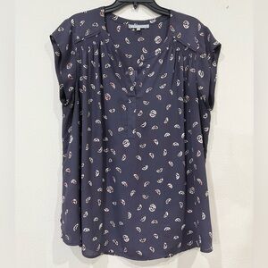 Daniel Rainn Navy and White Patterned Blouse
